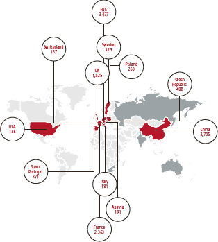 Production sites Linde Material Handling (world map)